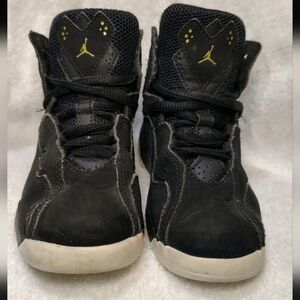Jordan Kids' Black and Gold High-Top Sneakers SISE 11C